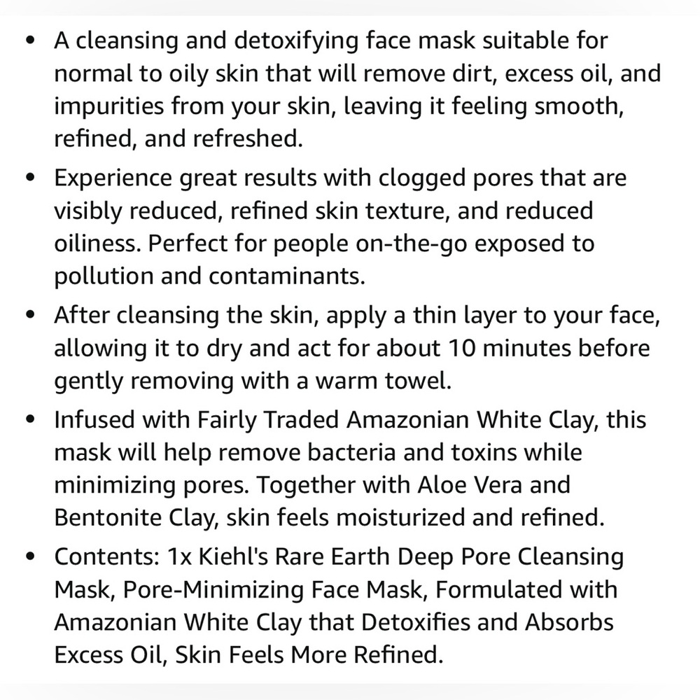 New Kiehl’s Rare Earth Deep Pore Minimizing Cleansing Clay Face Mask - Picture 5 of 7